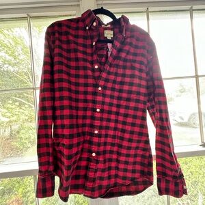 Jcrew men’s red and black button down flannel